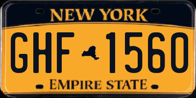 NY license plate GHF1560