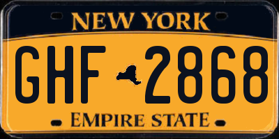 NY license plate GHF2868