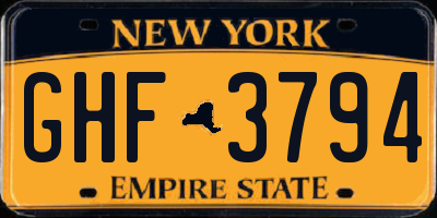 NY license plate GHF3794