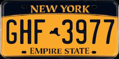 NY license plate GHF3977