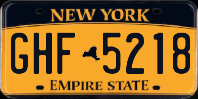 NY license plate GHF5218