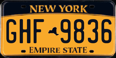 NY license plate GHF9836
