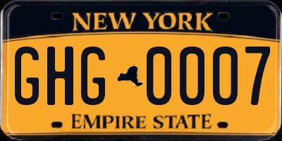 NY license plate GHG0007