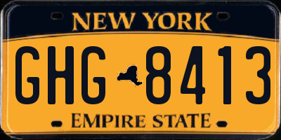 NY license plate GHG8413