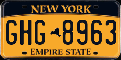 NY license plate GHG8963