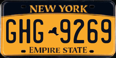NY license plate GHG9269