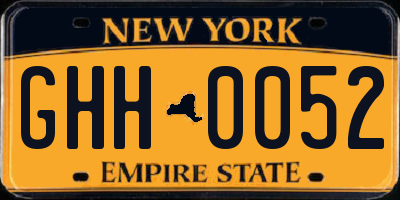 NY license plate GHH0052