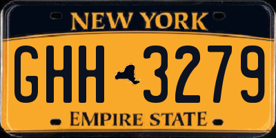 NY license plate GHH3279