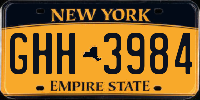 NY license plate GHH3984