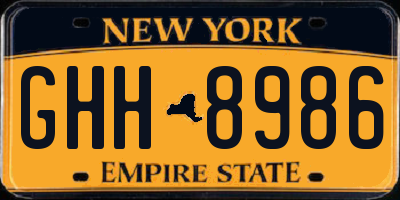 NY license plate GHH8986