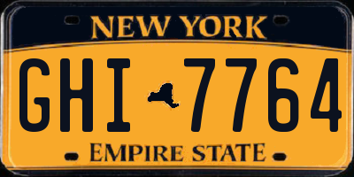 NY license plate GHI7764