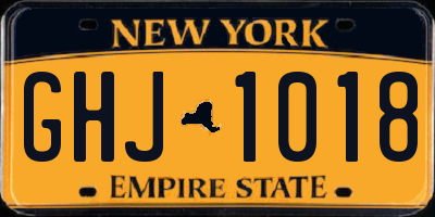 NY license plate GHJ1018