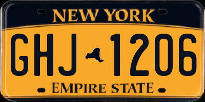 NY license plate GHJ1206