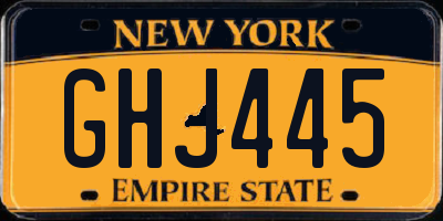 NY license plate GHJ445