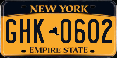 NY license plate GHK0602
