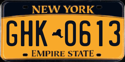 NY license plate GHK0613