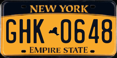 NY license plate GHK0648
