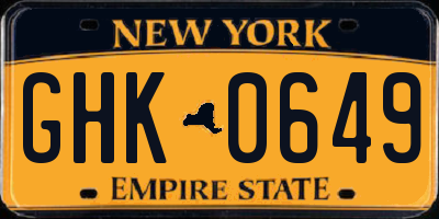 NY license plate GHK0649