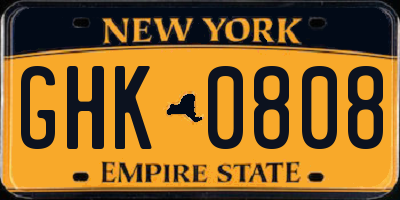 NY license plate GHK0808