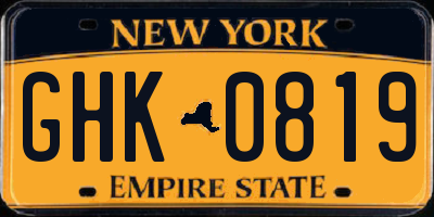 NY license plate GHK0819