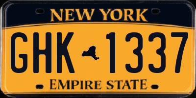 NY license plate GHK1337