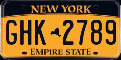 NY license plate GHK2789