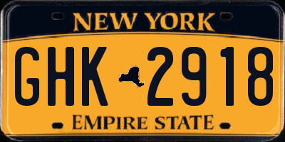 NY license plate GHK2918
