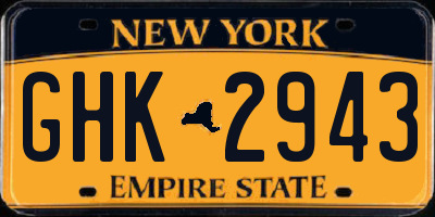 NY license plate GHK2943