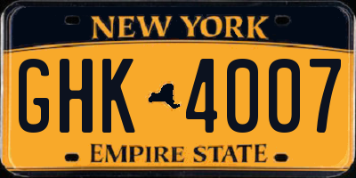 NY license plate GHK4007