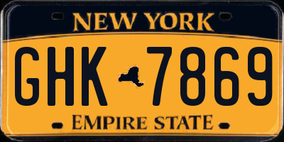 NY license plate GHK7869