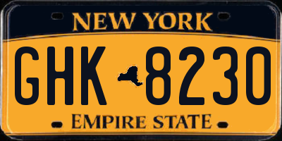 NY license plate GHK8230