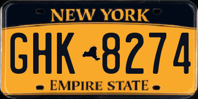 NY license plate GHK8274