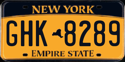NY license plate GHK8289
