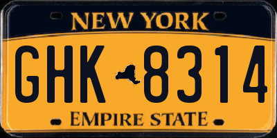 NY license plate GHK8314