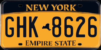 NY license plate GHK8626