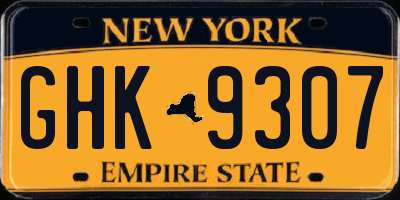 NY license plate GHK9307