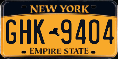 NY license plate GHK9404