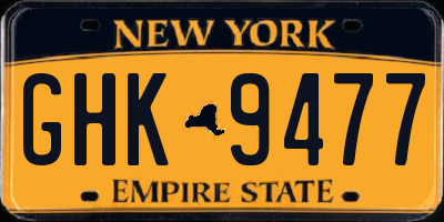 NY license plate GHK9477