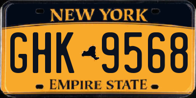 NY license plate GHK9568
