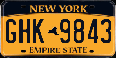 NY license plate GHK9843