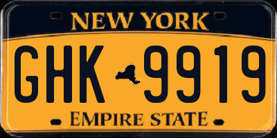 NY license plate GHK9919