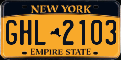 NY license plate GHL2103