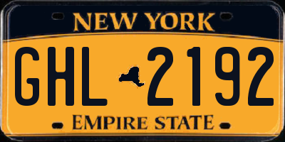 NY license plate GHL2192