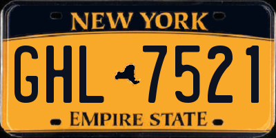 NY license plate GHL7521