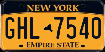 NY license plate GHL7540