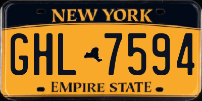 NY license plate GHL7594