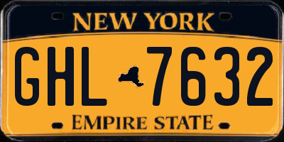 NY license plate GHL7632