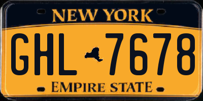 NY license plate GHL7678