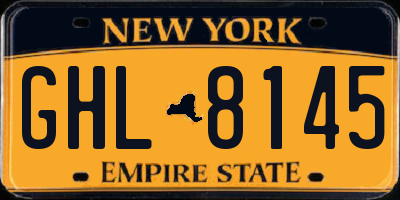 NY license plate GHL8145