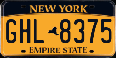 NY license plate GHL8375